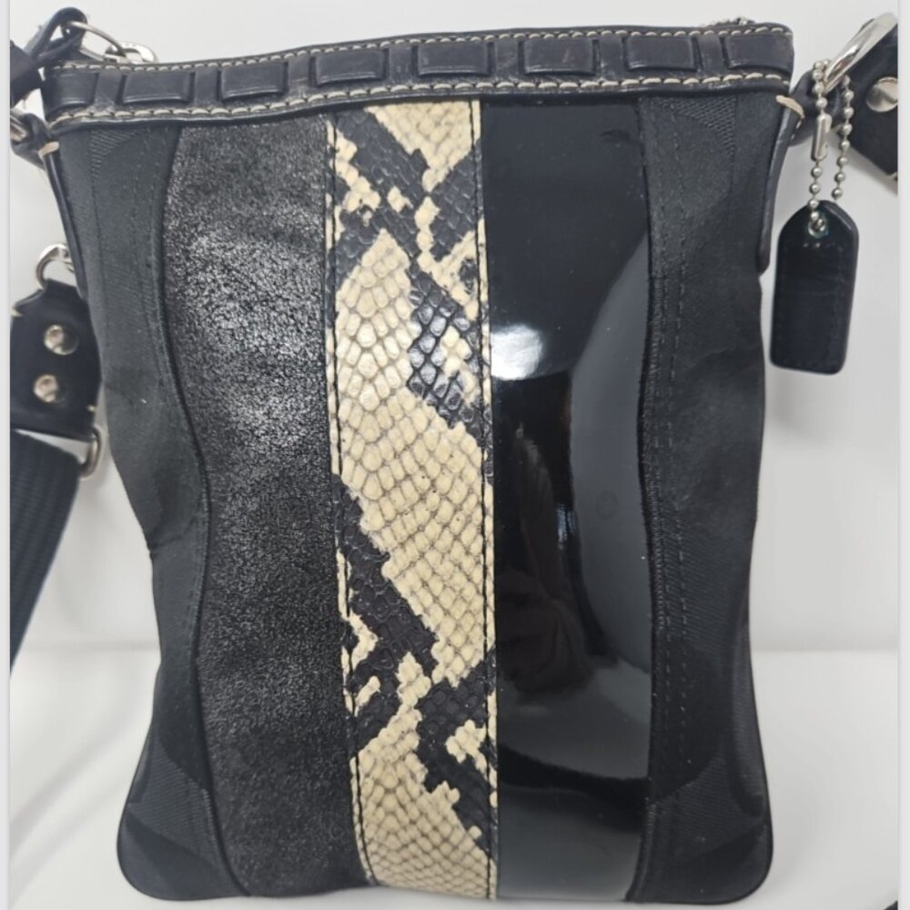 Coach Signature Hampton Python Black Patchwork Cr… - image 2